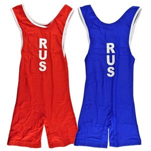 Трико борцовское ASICS (Russia) комплект красное и синее фото